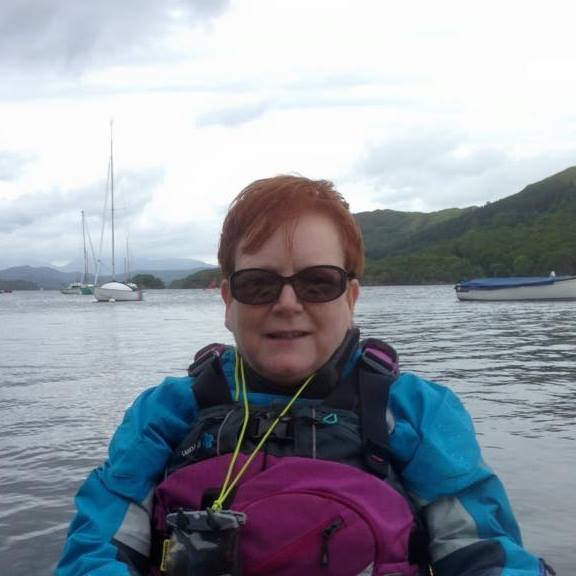 Helen Carr on the water in a kayak