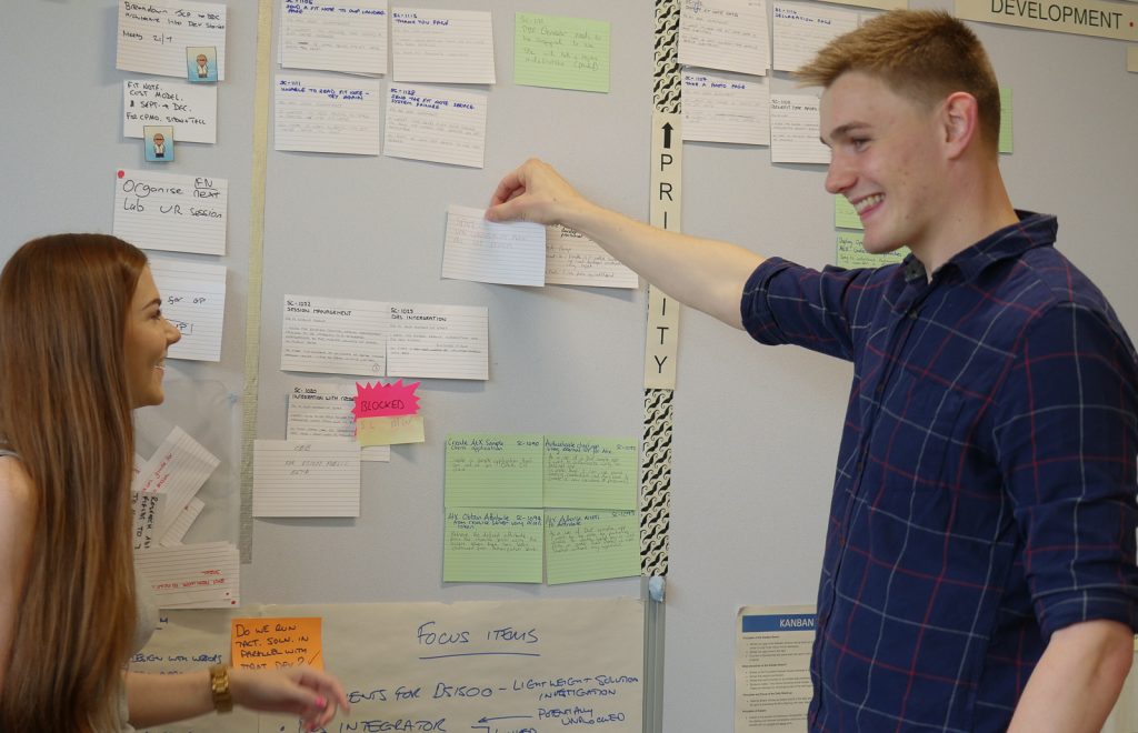 George and Holly at the kanban board