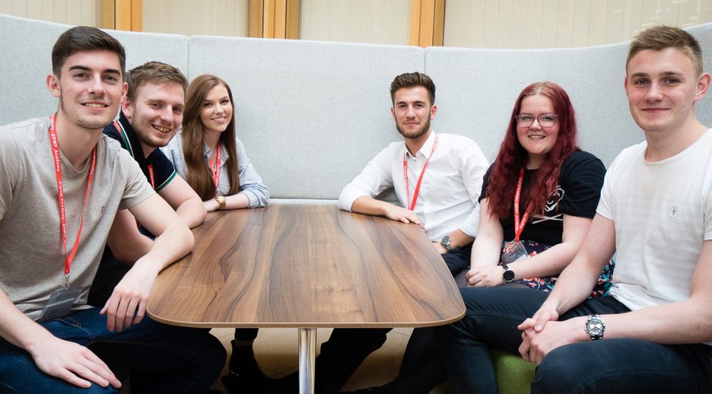 Interns from the University of Leeds: Sam, Callum, Holly, Lewis, Emily and George (left to right)