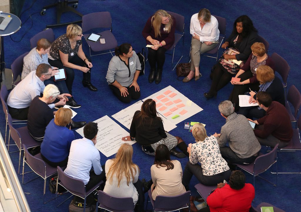 Business Transformation Group colleagues collaborate during a Transformation Hack day in November 2015