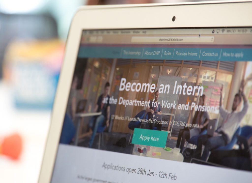 The DWP interns' prototype digital internship website