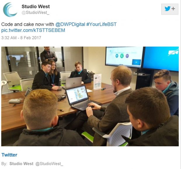 Tweet from Studio West School