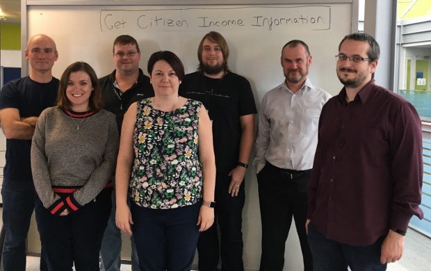 The Get Citizen Income Information team - Graeme Walker, Emily Buckley, Mark Crombie, Alyson Atkinson, Jason Bell, Robin Sillem and Jon McNestrie.