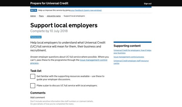 The Prepare For Universal Credit digital service