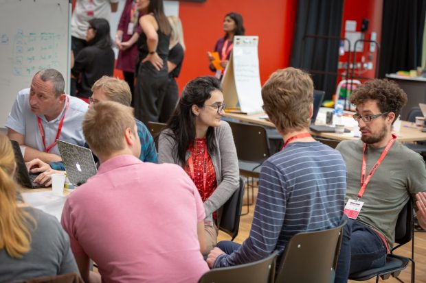 Teams work together during the hack at DataJam North East