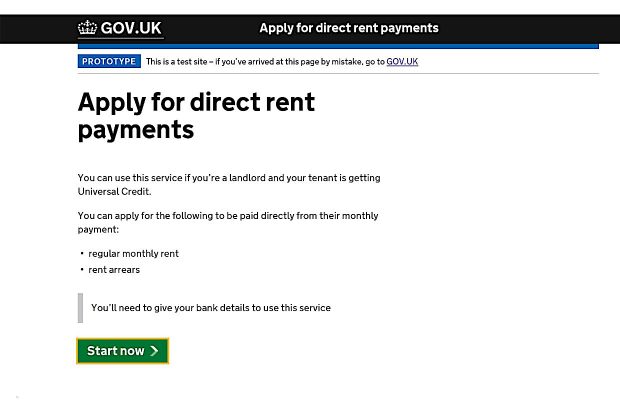 Apply for direct rent payments screenshot