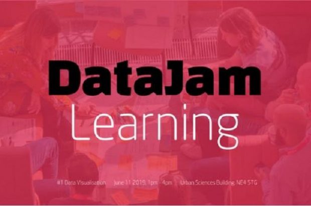 DataJam Learning information card. Event #1 Data Visualisation June 11 2019 1pm - 4pm. Urban Sciences Building, NE4 5TG