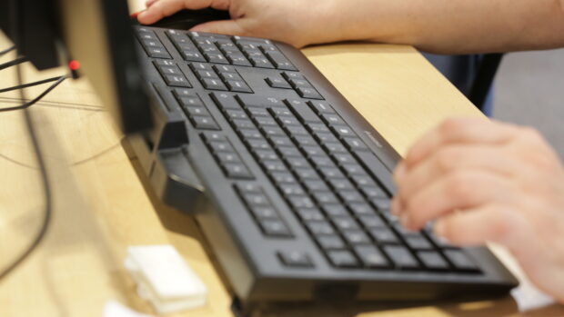 A close up of a computer keyboard