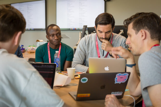 Delegates collaborating at DataJam North East 2019