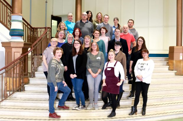 The Blackpool GovJam Team on the steps at the Winter Gardens