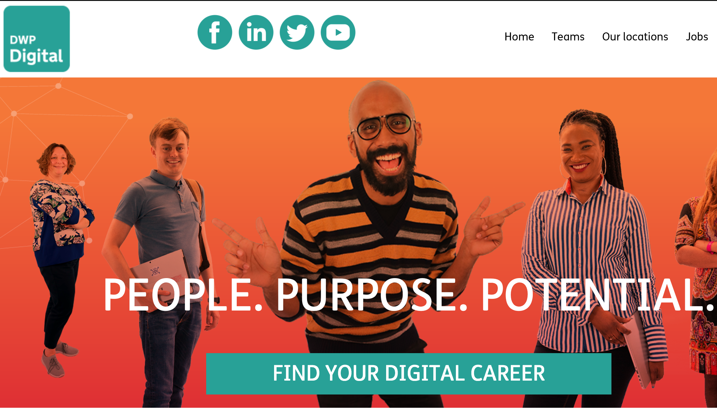 Image of the first page of the DWP Digital Careers website