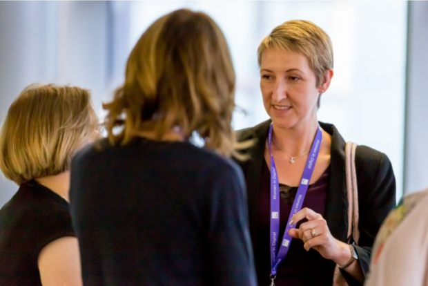 Cheryl talking to other attendees at the Women in Digital event