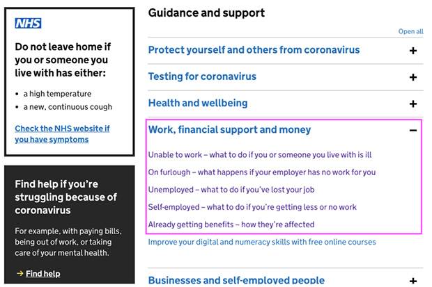 Scren grab of content updated on the GOV.UK website