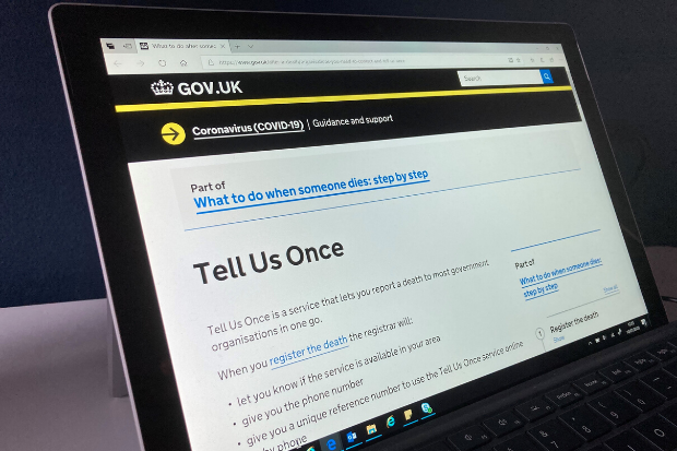 Tell Us Once information on the GOV.UK website