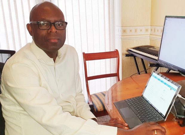 Olutade Bankole working from home