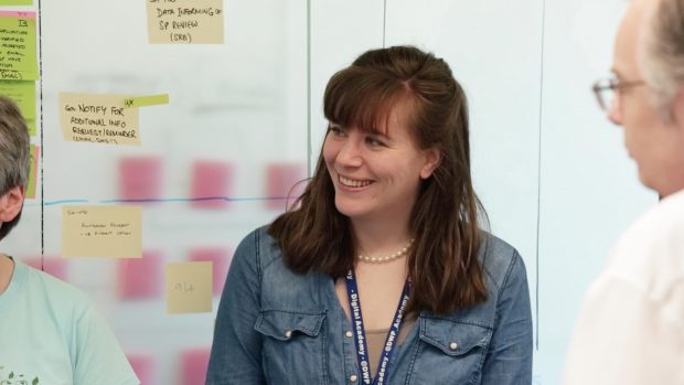 Image shows a mixture of male and female colleagues working together