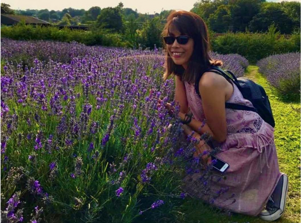 Rowena MacCallum outside in a lavender field